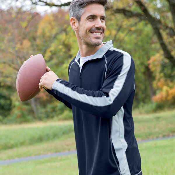 UltraClub® Adult Cool & Dry Sport 1/4-Zip Pullover with Side & Sleeve Panels Thumbnail