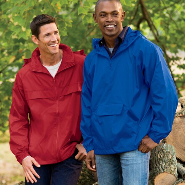 UltraClub Adult 1/4-Zip Hooded Pullover Pack-Away Jacket Thumbnail