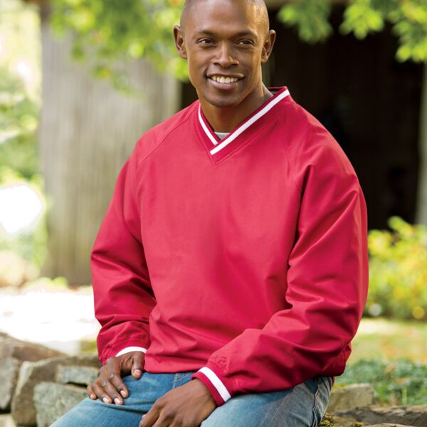 UltraClub Adult Long-Sleeve Microfiber Crossover V-Neck Windshirt Thumbnail