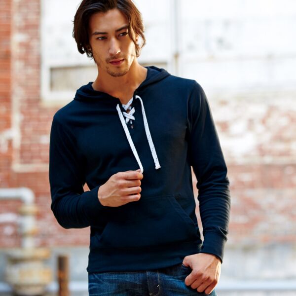 J.America Adult Sport Lace Jersey Hooded Tee Thumbnail