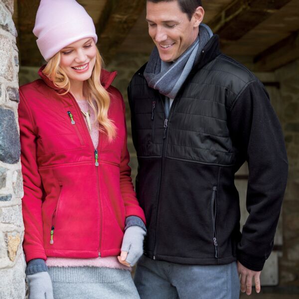 UltraClub Ladies' Fleece Jacket with Quilted Yoke Overlay Thumbnail