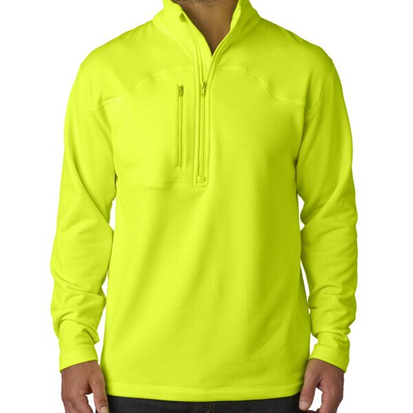 UltraClub&reg; Adult Cool & Dry Box Jacquard 1/4-Zip Micro-Fleece Thumbnail