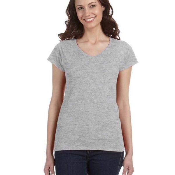 Ladies’  4.5 oz. SoftStyle Junior Fit V-Neck T-Shirt Thumbnail